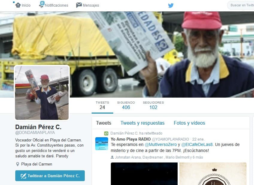 Acosan a Don Damián con Twitter