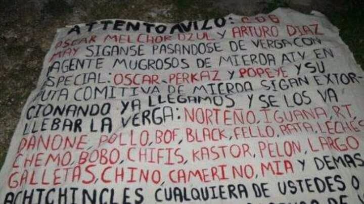 Anuncia guerra entre cárteles otra narcomanta encontrada en Cancún.