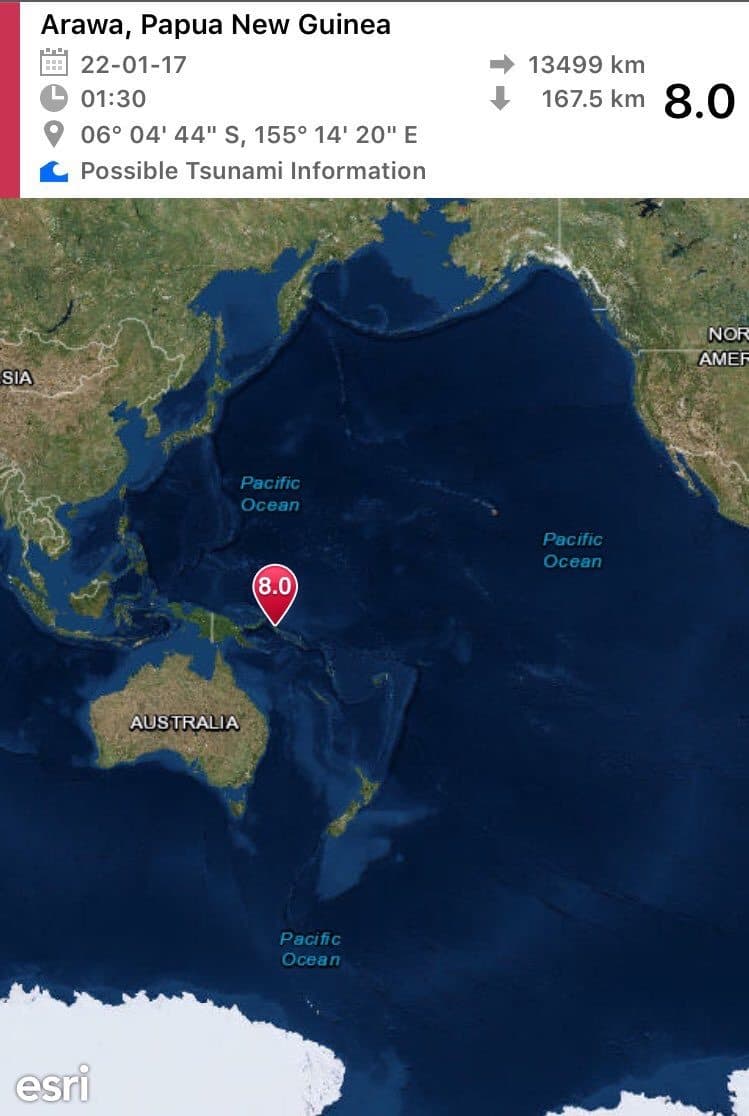 Alerta de Tsunami por terremoto de 8.4 grados en Islas Salomón