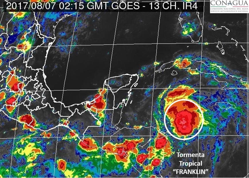 Se forma la tormenta tropical Franklin con rumbo a Quintana Roo