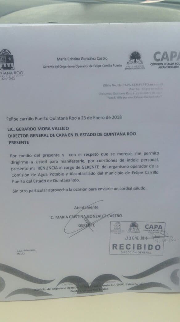 Renuncia Cristina González a CAPA