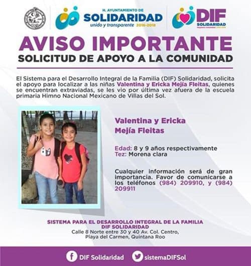 Hallan en Campeche a niñas desaparecidas en Playa del Carmen