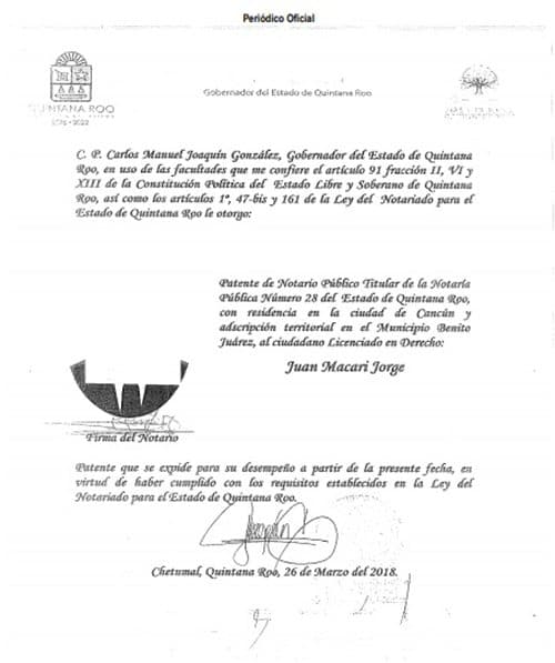 Reemplazan a notario fallecido de Cancún