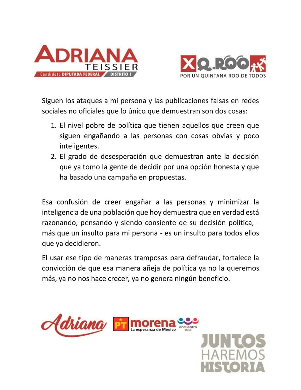 Abren cuentas falsas de Twitter de Adriana Teissier; denuncia guerra sucia