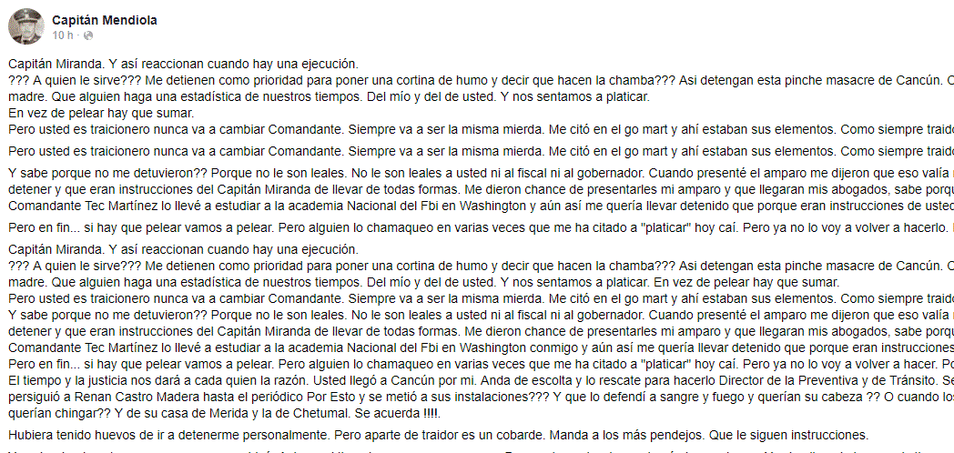 De “Capitán a Capitán”, Mendiola se va duro contra Miranda en las redes