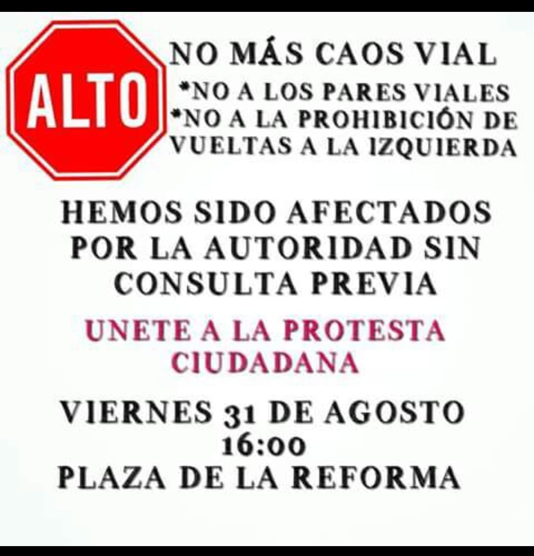 Llaman a protestar contra cambios de sentido vial en Cancún