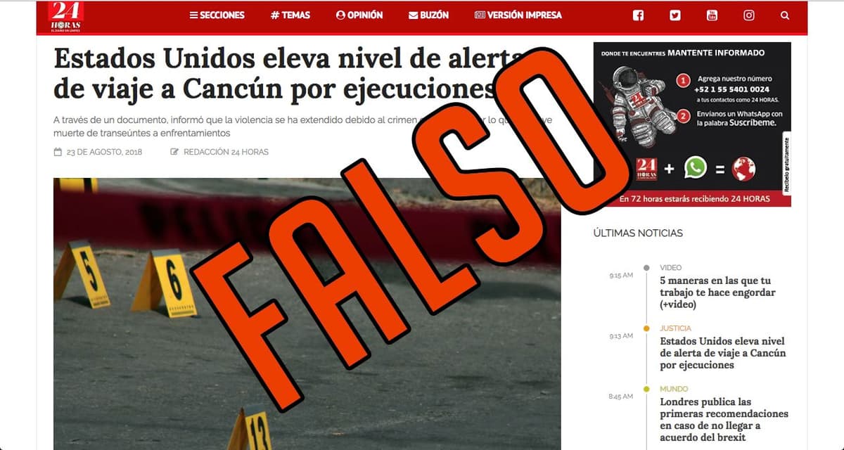 Televisa rectifica error; no hay cambios en alerta de viaje de EE. UU. para Quintana Roo