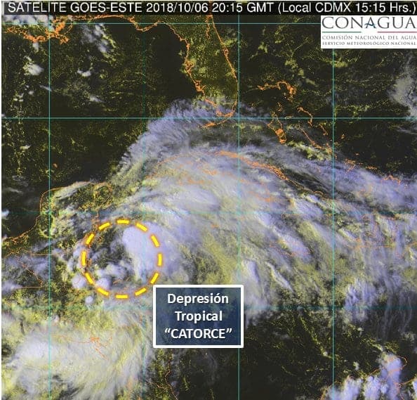 Se forma Depresión Tropical 14 frente a costas de Quintana Roo