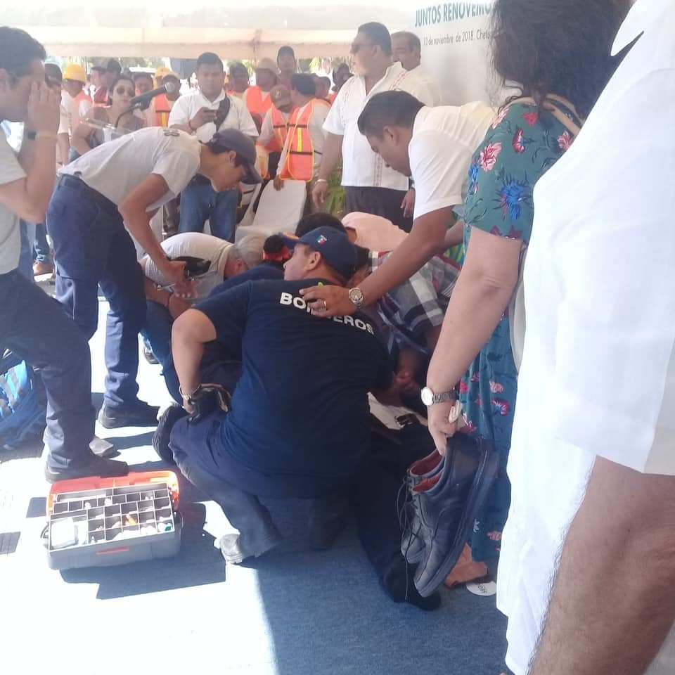 Se desmaya Hernán Pastrana en evento público