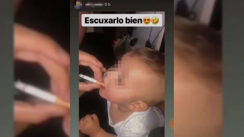 Mamá hace fumar a su bebé de 11 meses para grabarlo y presumirlo en redes sociales