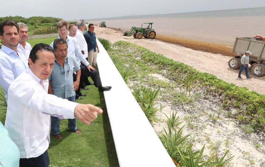 Gobernador Carlos Joaquín combatirá al sargazo con 100 millones de pesos al mes