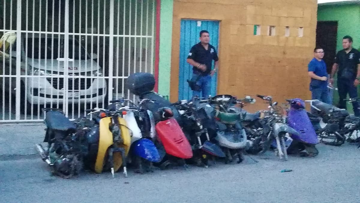 Detectan taller de desmantelamiento de motos robadas en Cozumel