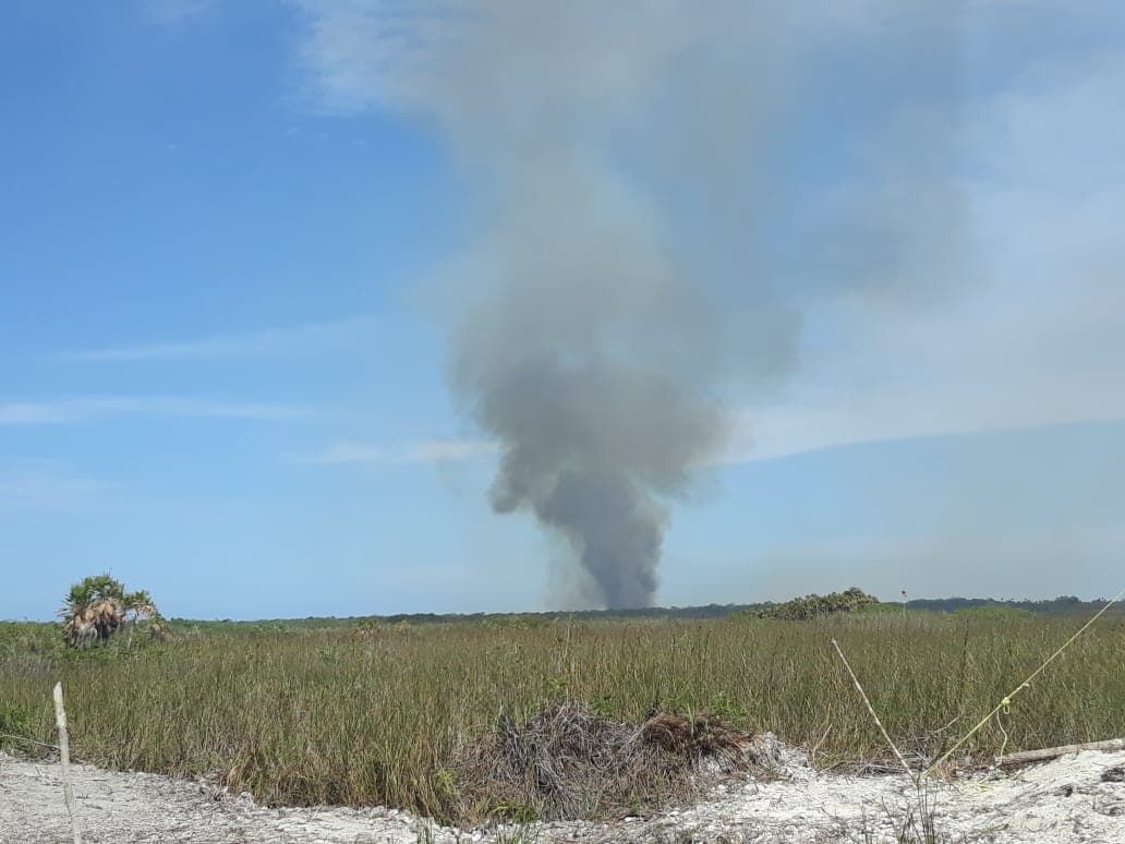 En combate de incendio, Protección Civil de Tulum detecta relleno de Laguna “Nopalitos”