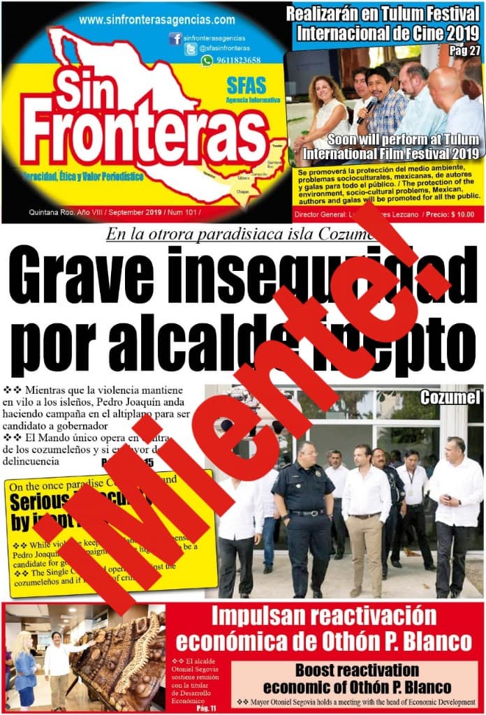 "Sin Fronteras" miente: Intenta desprestigiar a Cozumel