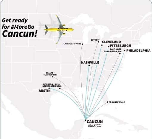 Anuncia Spirit nuevos vuelos a Cancún a partir de 2020
