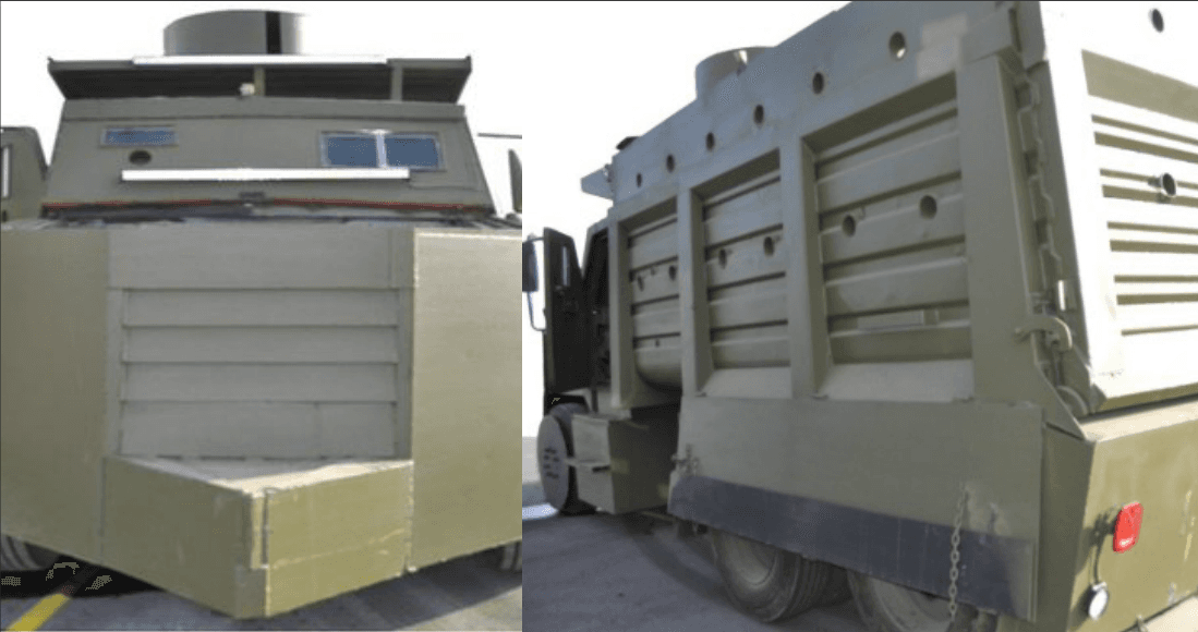 Decomisan dos enormes vehículos con "blindaje artesanal" del CJNG