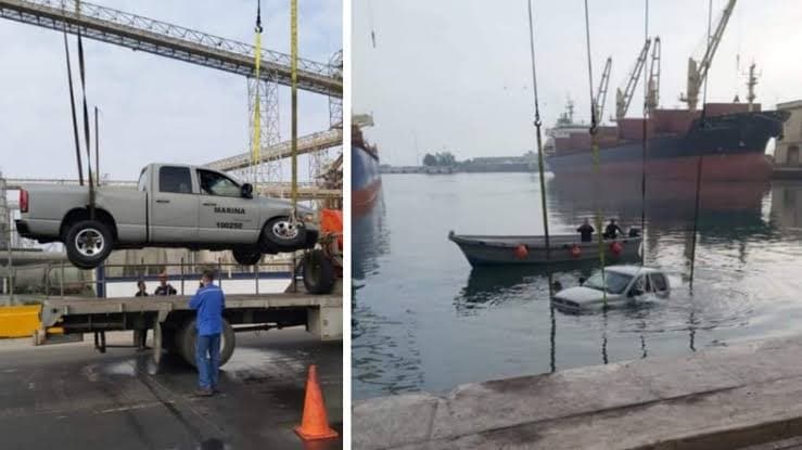Elementos de la Marina caen al mar con todo y camioneta en Veracruz