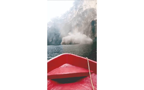 Video: Captan derrumbe de una pared en el Cañón del Sumidero
