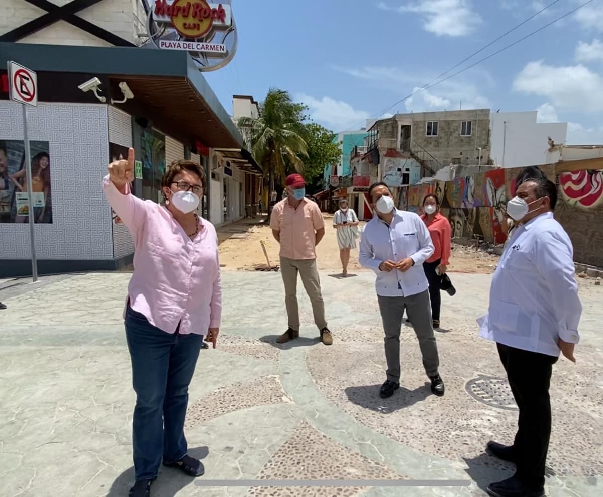 Supervisan Laura Beristain y el gobernador Carlos Joaquín renovación de la Quinta Avenida