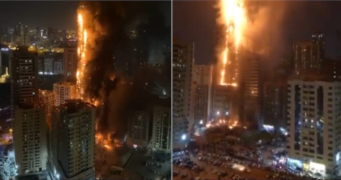 Video: Arde en llamas edificio de 40 pisos en Emiratos Árabes Unidos