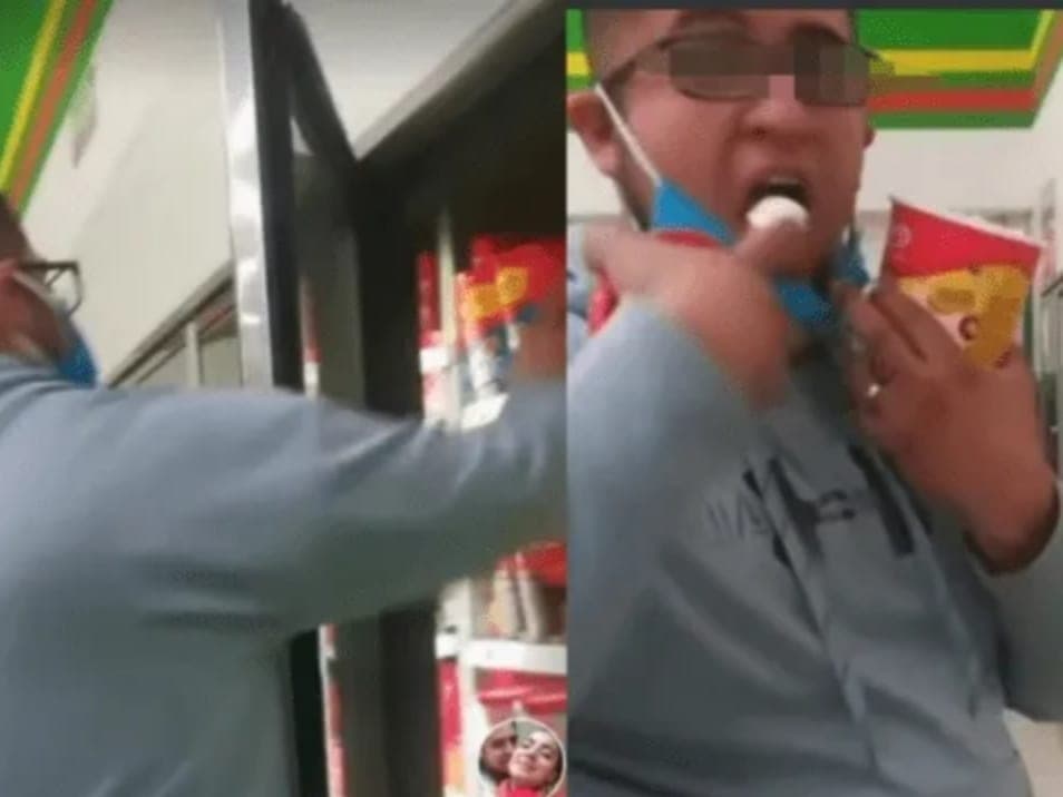 Prueba helado y lo regresa al refrigerador en supermercado de México