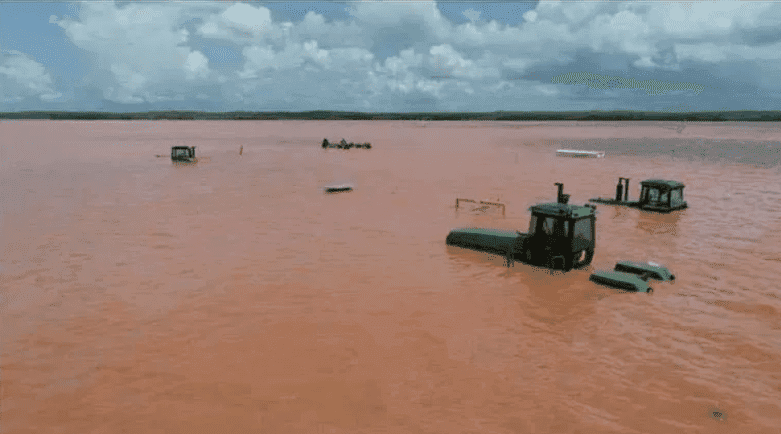 Campos menonitas completamente inundados en Bacalar