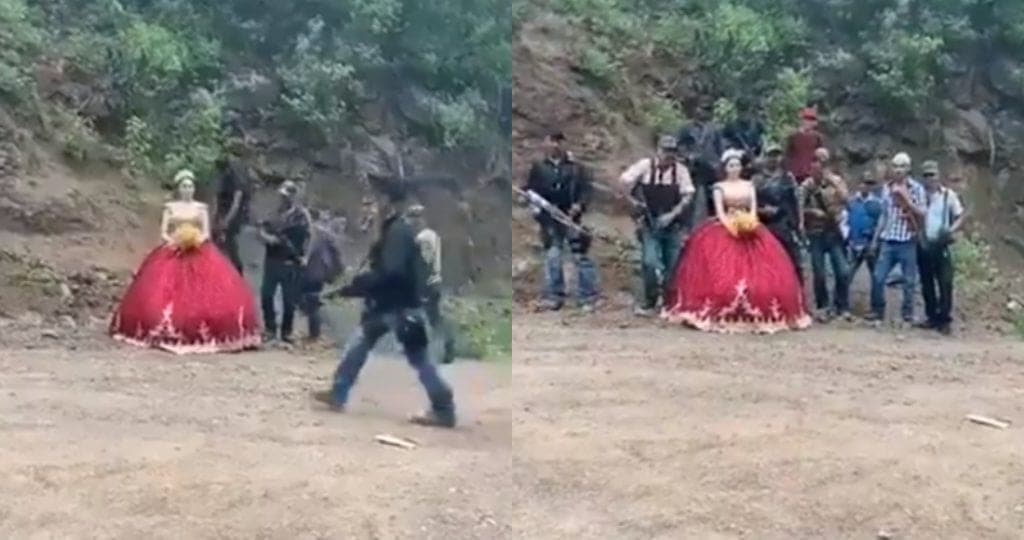 Video: Quinceañera hace sesión de fotos con presuntos sicarios