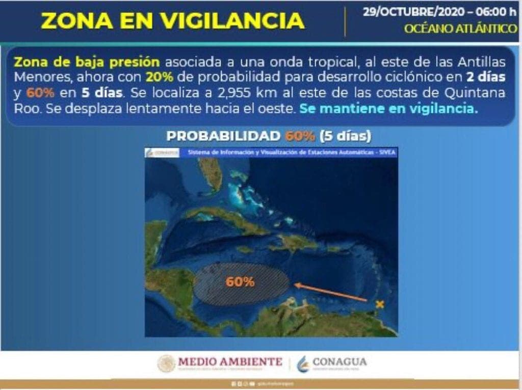 Aumenta probabilidades de evolucionar a Depresión Tropical