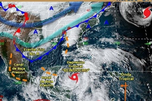 Se instalan mesas para atender efectos de la depresión tropical "Veintiocho" en Quintana Roo
