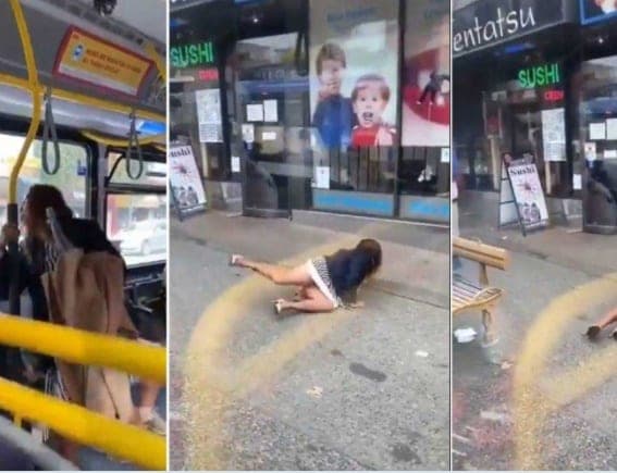 Sin cubrebocas mujer le escupe a joven en camión