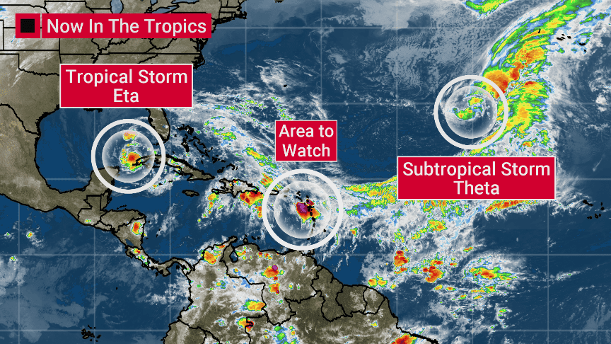¡Seguirán las lluvias!  surge tormenta “Theta” y “Eta” se fortalece