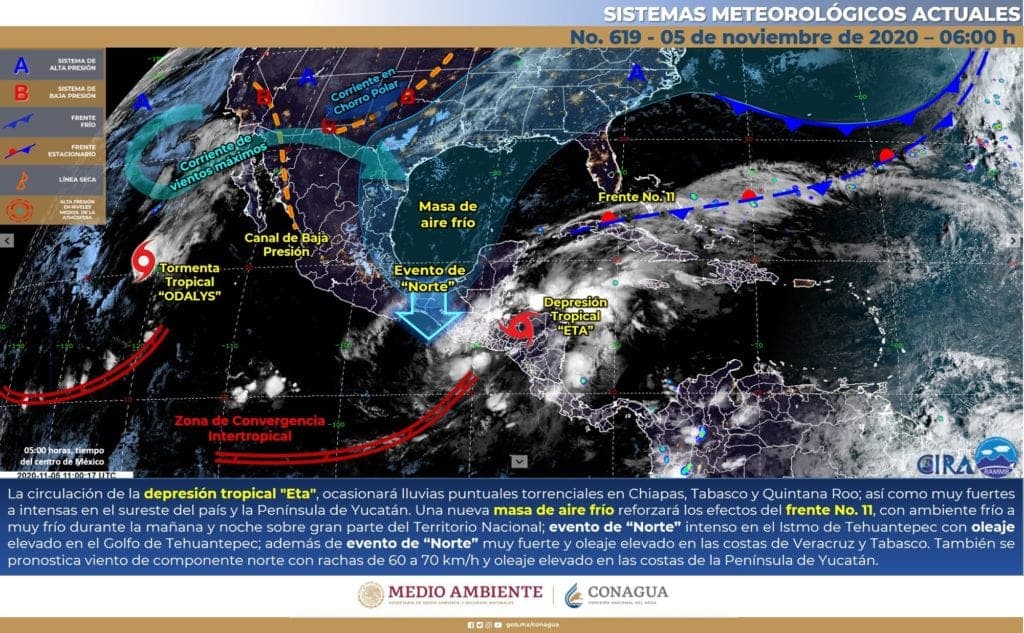 'Eta' ocasiona lluvias torrenciales para la Península de Yucatán este jueves