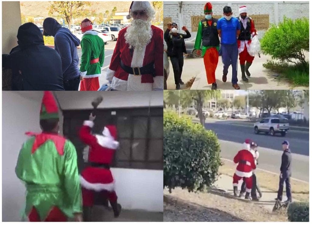 Videos: Policías participan en operativo antidrogas disfrazados de Santa Claus y un elfo
