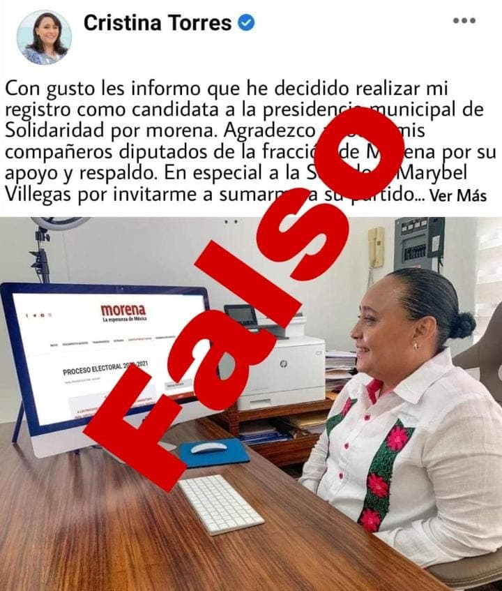 Guerra sucia contra Cristina Torres: lanzan Fake News sobre su "registro" con Morena