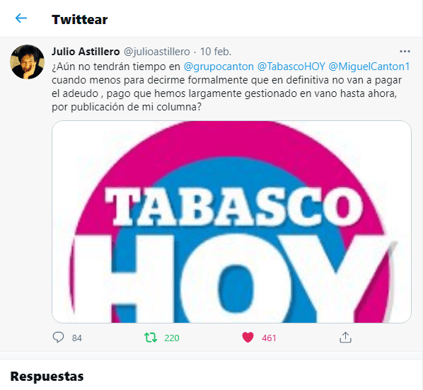 Móndrigo Cantón; hasta Julio Astillero le reclama sus pagos