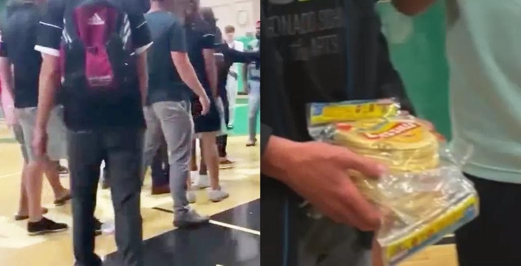 VIDEO: Lanzan tortillas a equipo de secundaria latina