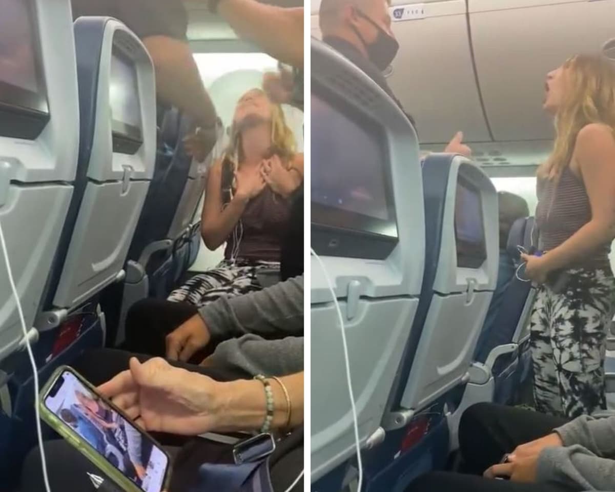 VIDEO: Se niega a usar cubrebocas dentro del avión, escupe a pasajeros y queda arrestada