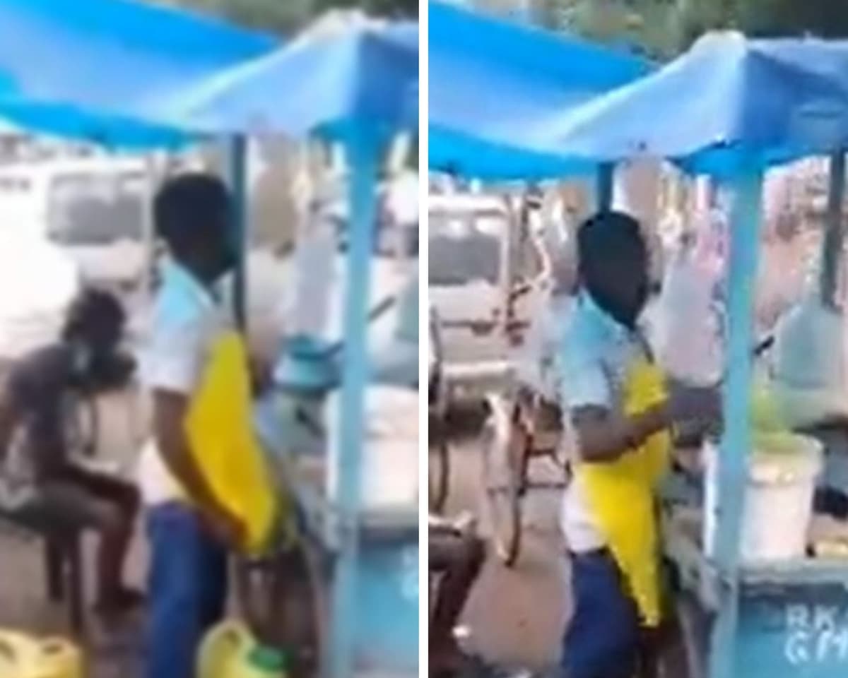 VIDEO: Captan a vendedor mezclando su orina con el agua que usa para sus productos