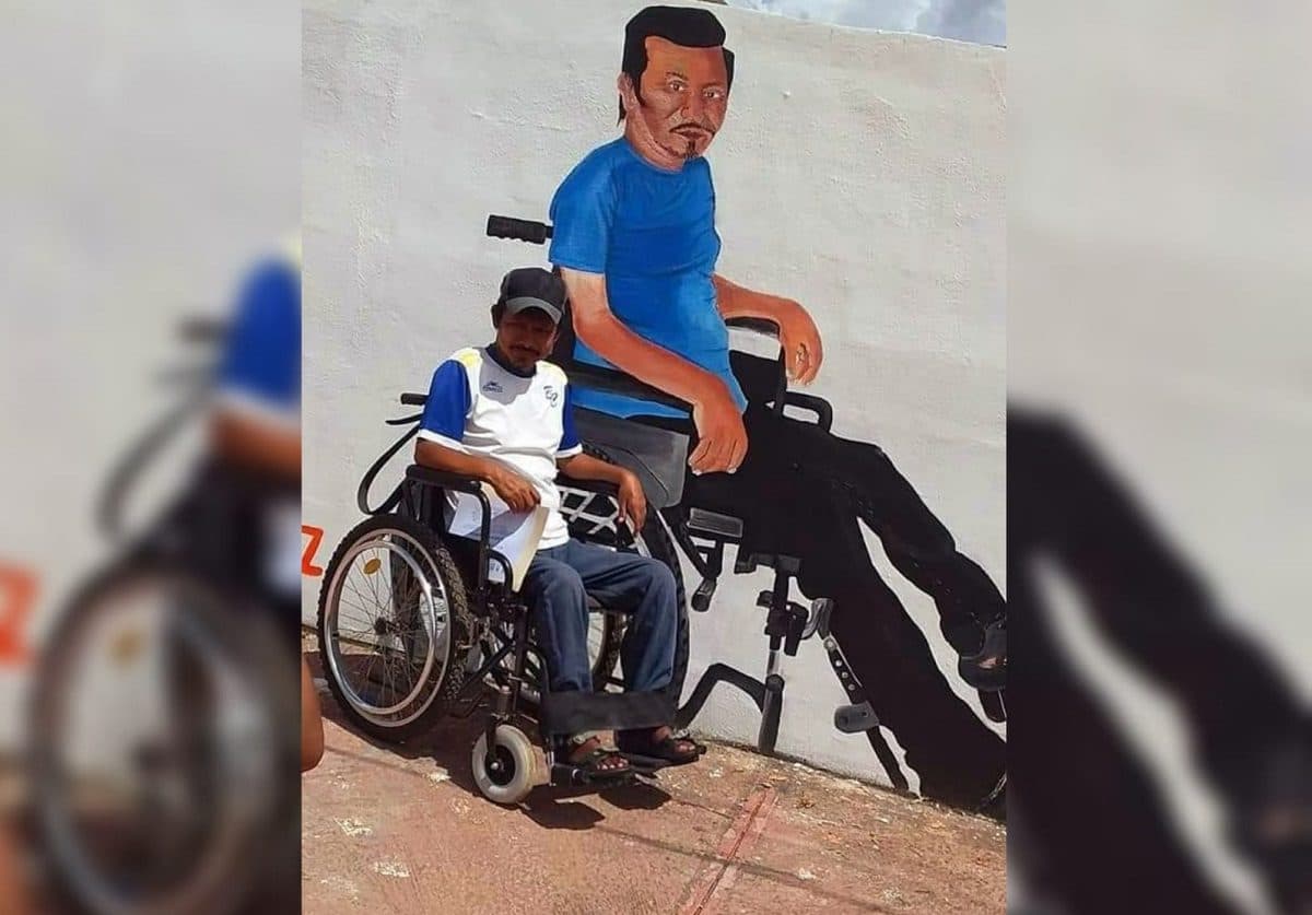Arte por la inclusión en Zona Maya: hacen mural a don David Pool