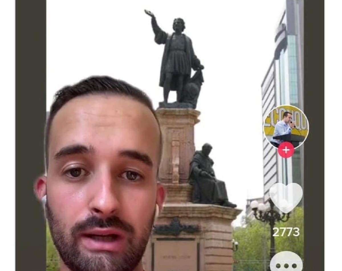 "Una auténtica burrada":TikToker español estalla porque México sustituirá estatua de Colón