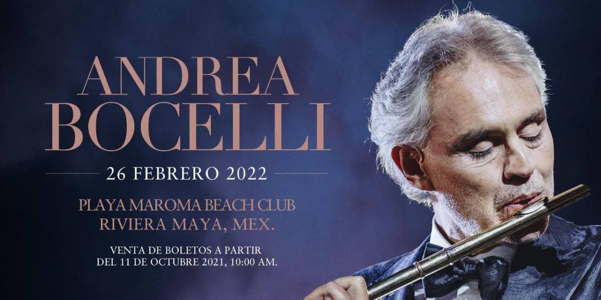 Anuncian magno concierto de Andrea Bocelli en la Riviera maya
