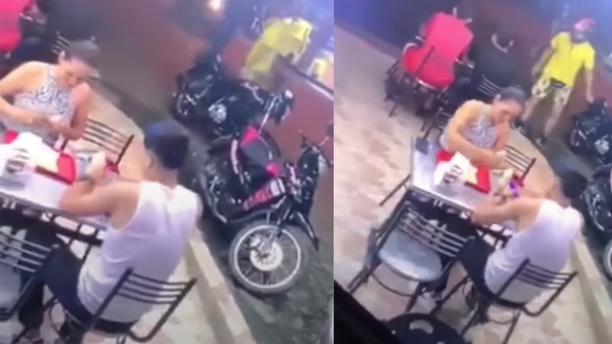 Mujer sigue comiendo su pizza después de ser asaltada y abandonada por su novio