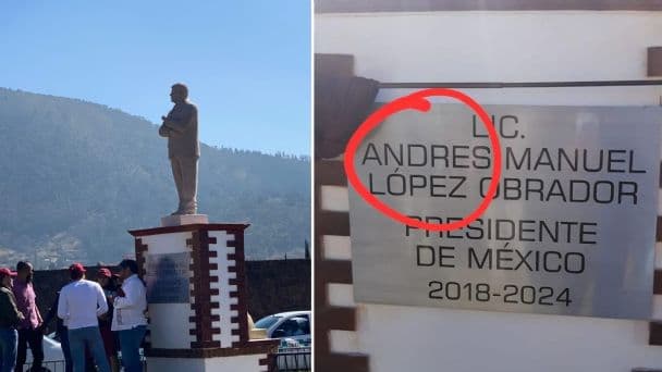 Morenistas develan estatua de AMLO en Atlacomulco, cuna del priismo