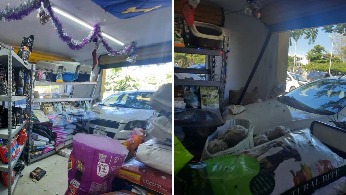 Automóvil se mete en tienda de la Supermanzana 30 de Cancún