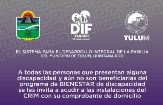 Invitan a personas con discapacidad a ser parte del Programa de Bienestar en Tulum