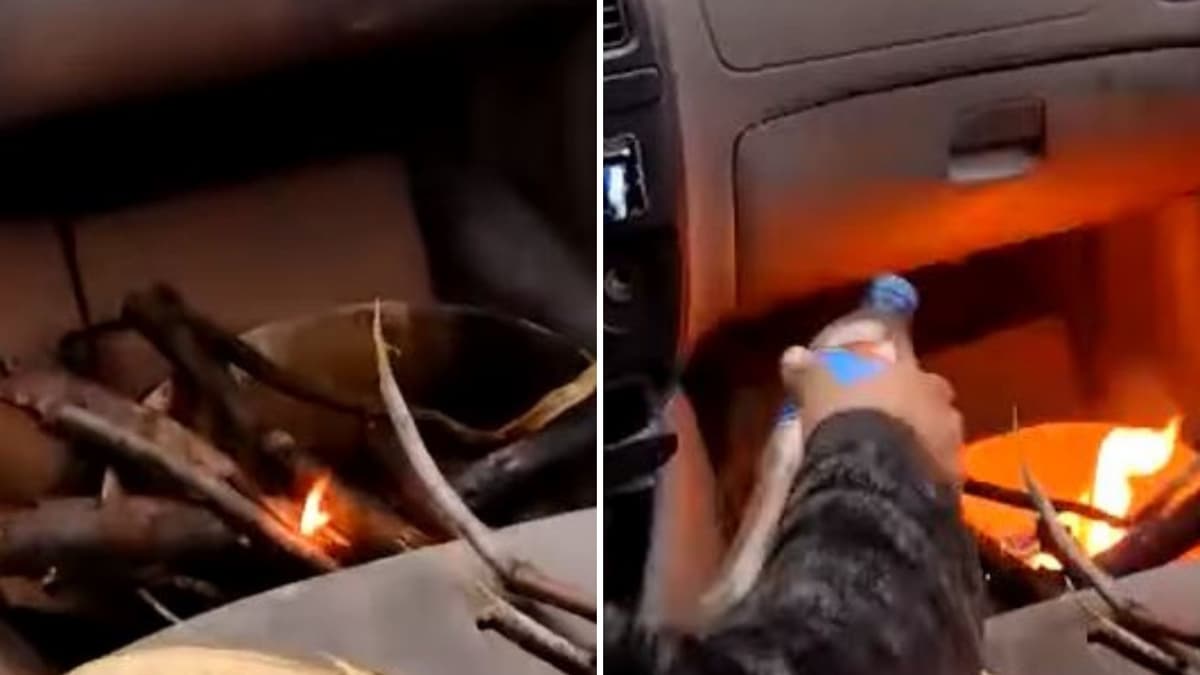 VIDEO: ¡México Mágico! Hacen una fogata dentro del coche 'para el frío'