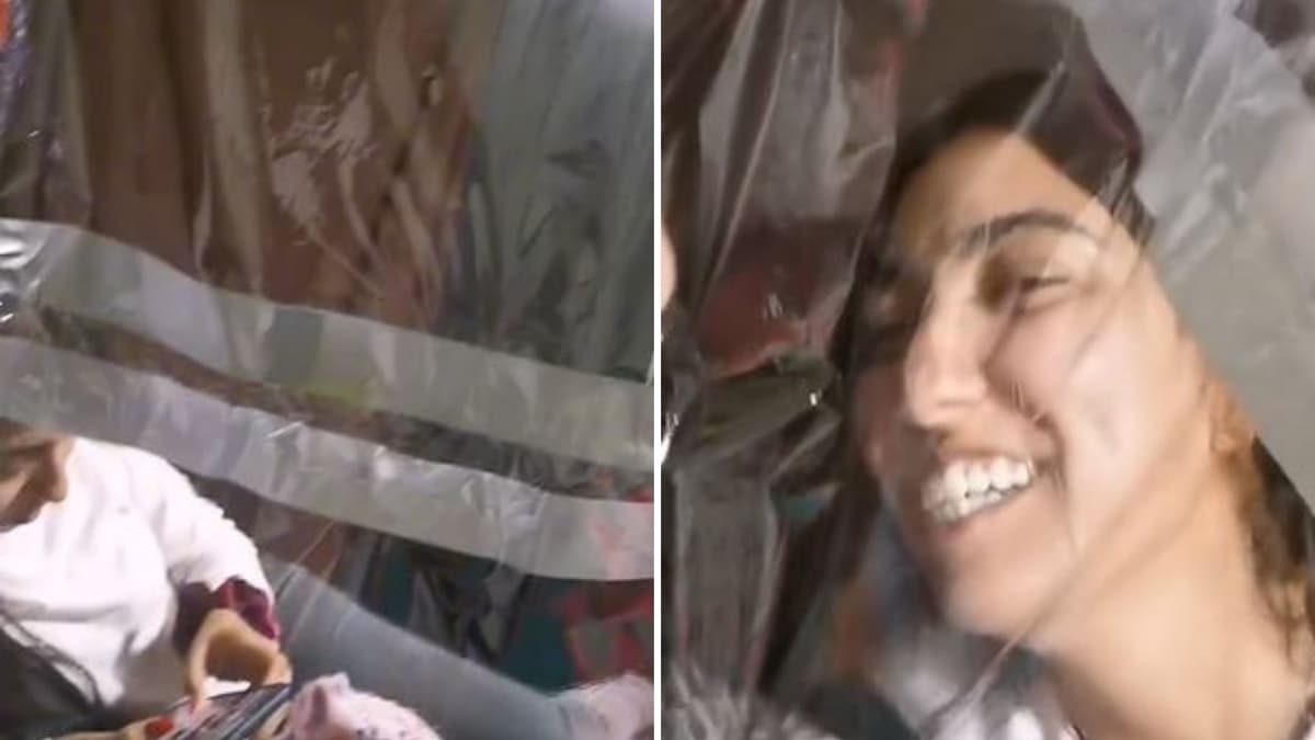 VIDEO: Su novia tiene Covid-19, la aísla en una 'burbuja' de plástico