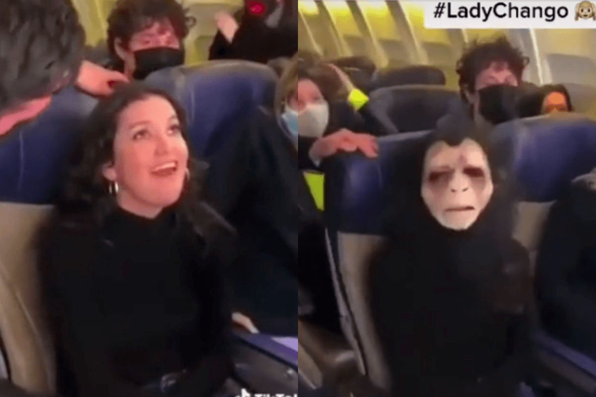 VIDEO: Se colocó una “máscara de mono” luego de negarse a llevar cubrebocas en un avión