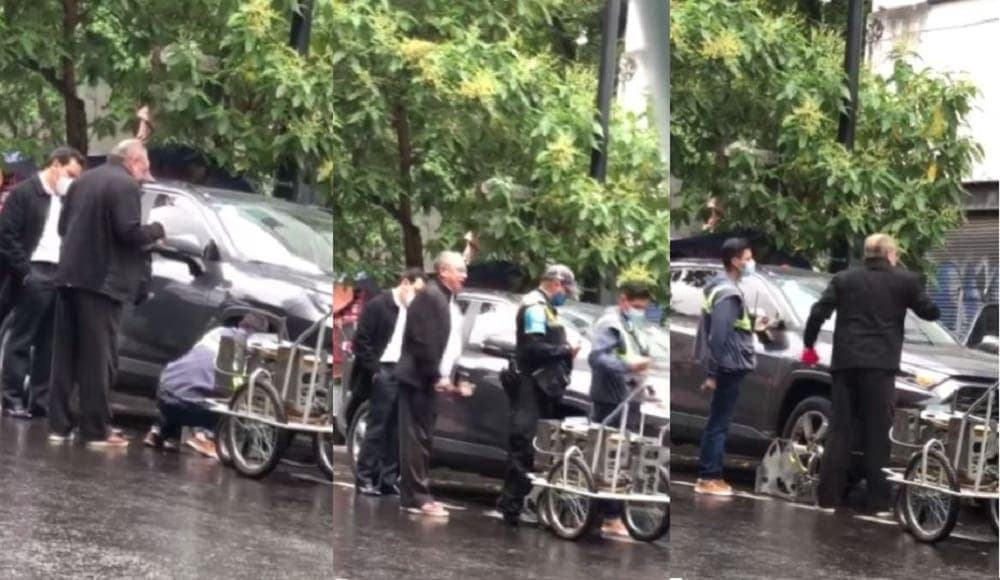 Abuelito enfurece y exige que le quiten la "araña" a su coche en 60 segundos