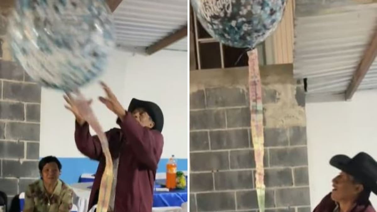 VIDEO: Joven le regala a su padre un globo con dinero, en segundos se va por los aires y se pierde